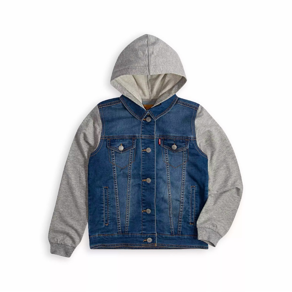 Big Boys Levi's Hybrid Hooded Trucker Jean Jacket Large 12-13 Years